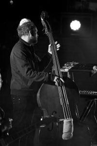 Mathias Eick on the upright bass. He also plays the keys, the trumpet, and the French Horn in the band.<br/><span class='courtesyName'> Photo Courtesy - Vijay Kate  </span> 